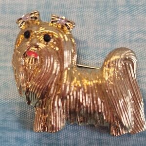 Gold Dog Brooch